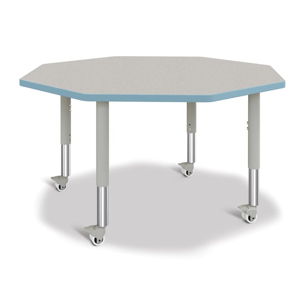 Berries Octagon Activity Table, 48 in. x 48 in., Mobile, Freckled Gray/Coastal Blue/Gray
